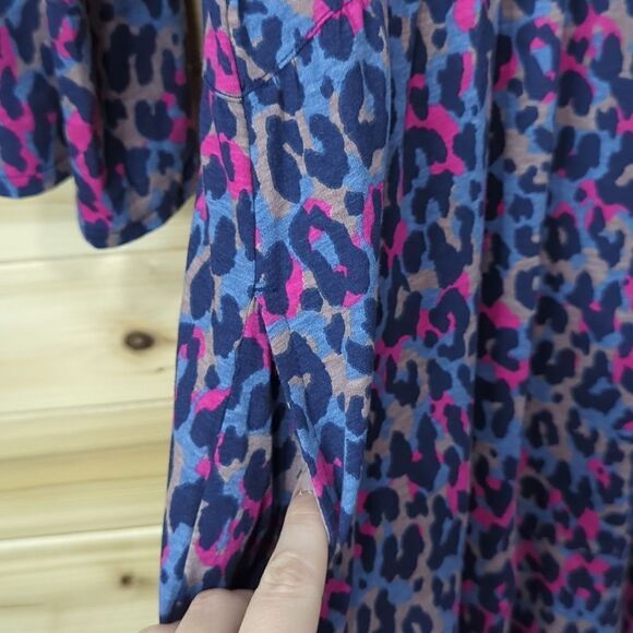 Pact Dress Womens Small Purple Revive Flutter Sleeve Dress Leopard NWT - Picture 4 of 11